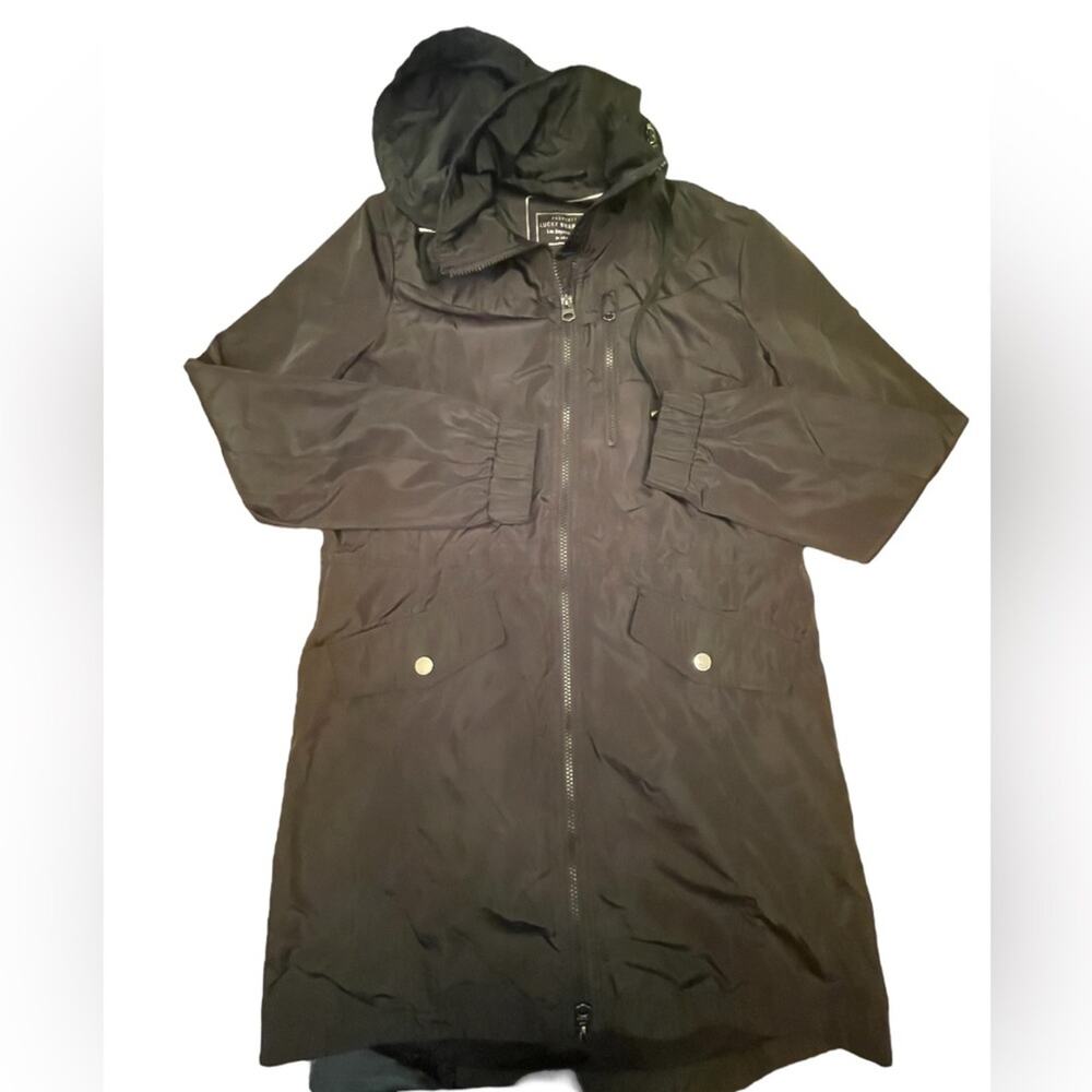 Lucky Brand Windbreaker XSmall Outdoor Performance Full Zip Long Hoodie Black